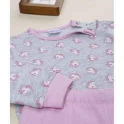 Pijama niña rosa y gris con unicornios*Prenatal Outlet