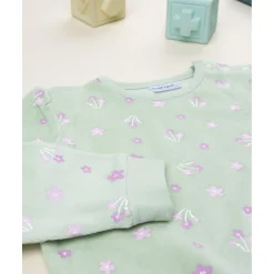 Pijama niña verde con florecitas*Prenatal Sale