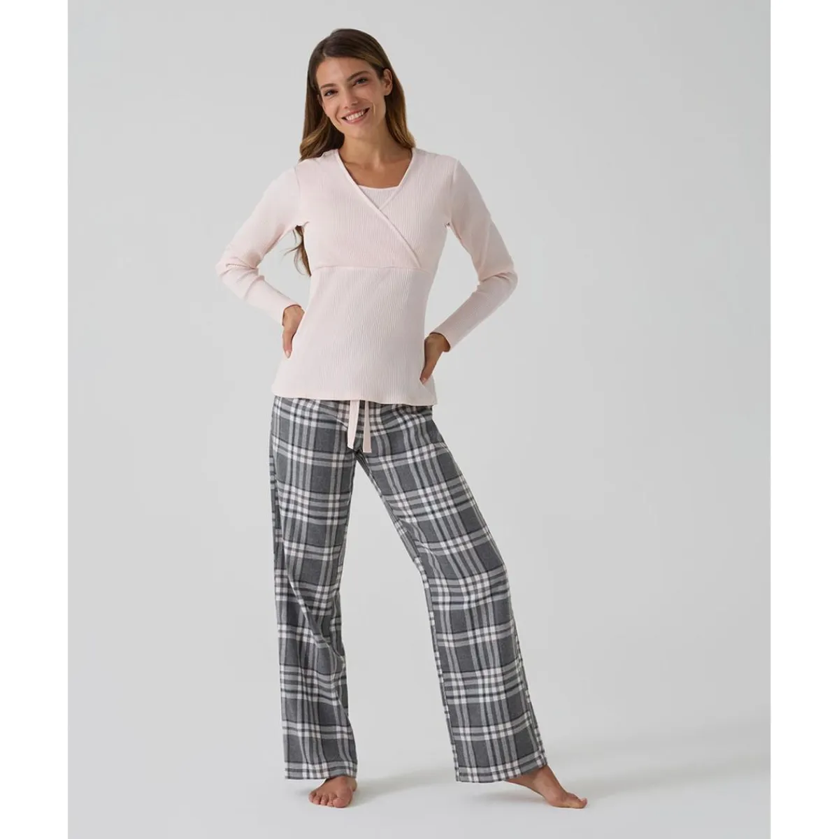 Online Pijama premamá rosa y gris tartán Premamá·Íntimo Y Noche|Íntimo Y Noche·Pijamas Y Camisones