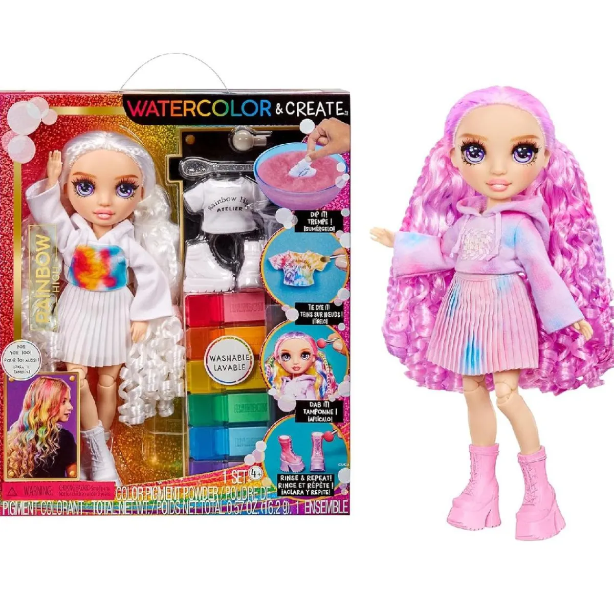 New Rainbow High - Watercolor & Create DIY - Muñeca ojos lavanda Muñecas