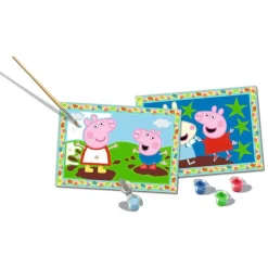 Ravensburger - Peppa Pig - Kit para pintar por números con dos tablas preimpresas y pincel ㅤ*RAVENSBURGER IBÉRICA New
