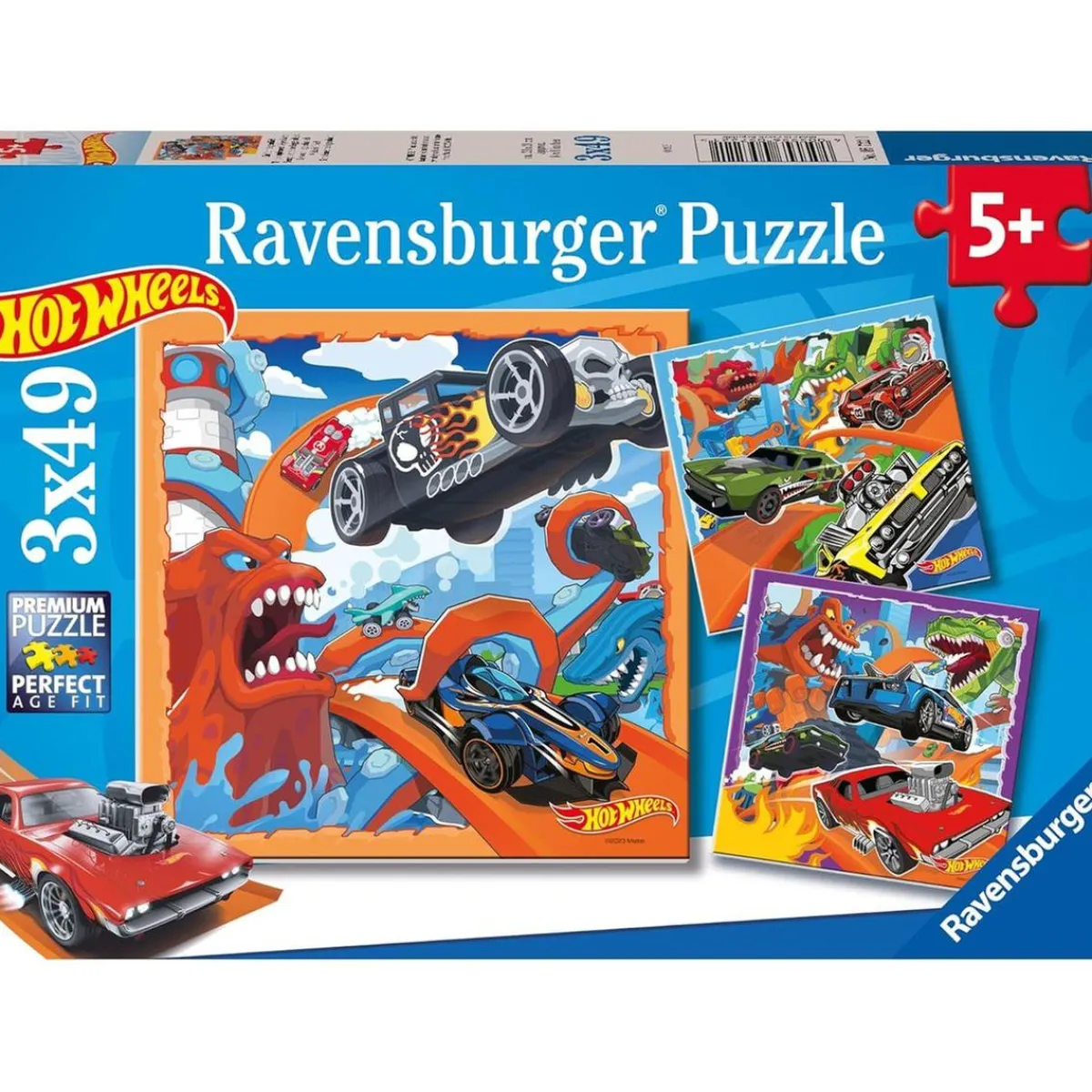 Ravensburger - Puzzle Hot Wheels, Colección de 3 puzzles de 49 piezas ㅤ*RAVENSBURGER IBÉRICA
