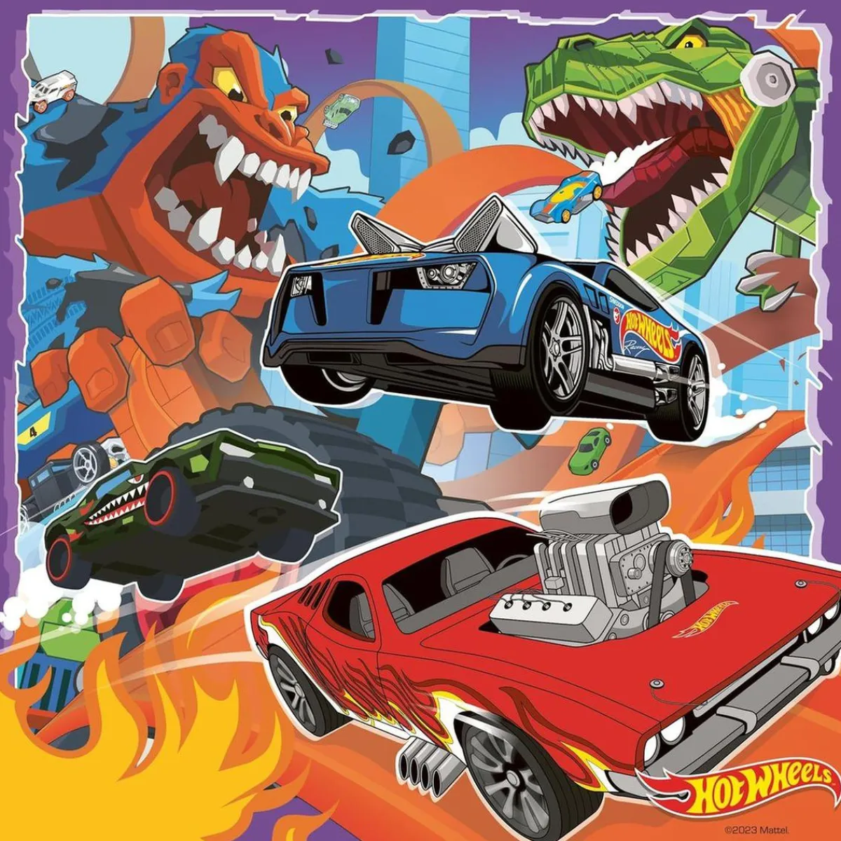 Ravensburger - Puzzle Hot Wheels, Colección de 3 puzzles de 49 piezas ㅤ*RAVENSBURGER IBÉRICA