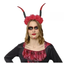 Outlet - Diadema de Catrina con Rosas y Cuernos Disfraces|Halloween