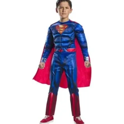- Superman - Disfraz Superman Black Line Deluxe para niños con capa y jumpsuit musculoso ㅤ*RUBIE'S Discount