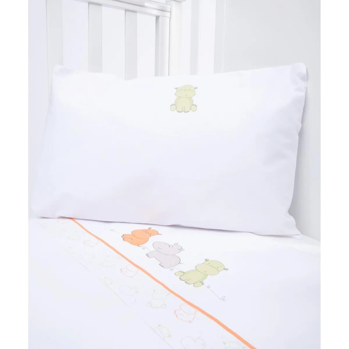 Clearance Set de 3 piezas de sábanas con estampado de hipopótamos Ropa De Cama·Sábanas Y Mantas|Recién Nacido·Ropa De Cama