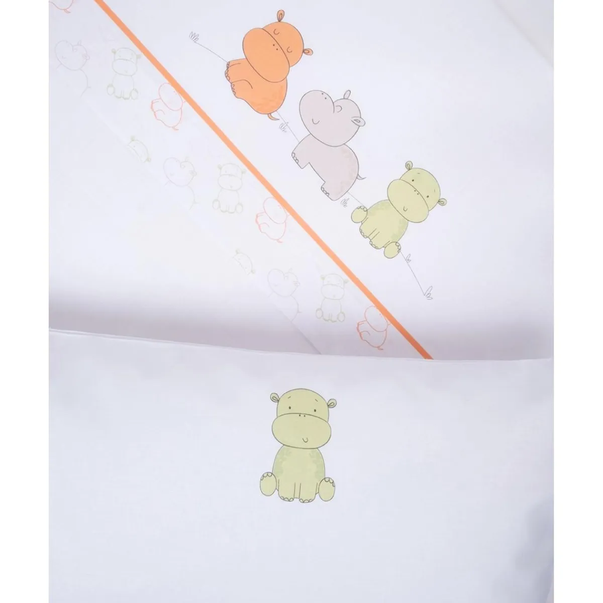 Clearance Set de 3 piezas de sábanas con estampado de hipopótamos Ropa De Cama·Sábanas Y Mantas|Recién Nacido·Ropa De Cama