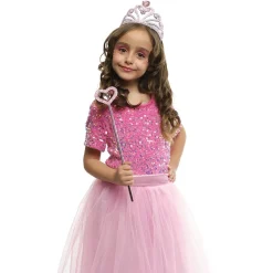 Hot Set Tiara y Varita Princesa Corazón Rosa Disfraces|Halloween