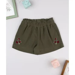 Clearance Shorts verdes de niña con bordados Niña·Niña 2-10 Años|Niña 2-10 Años·Vaqueros, Pantalones Y Petos