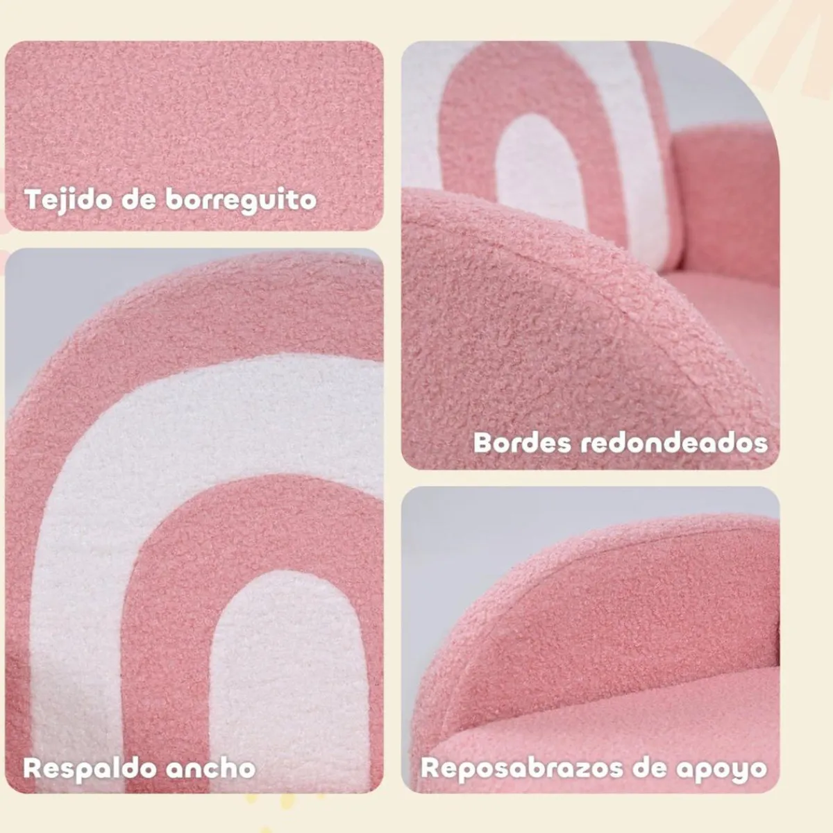 New Sillón infantil Arcoíris Rosa Estilo De Vida