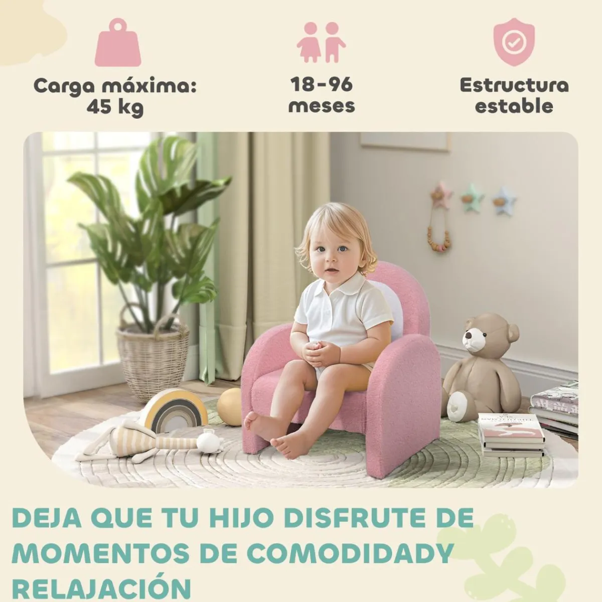 New Sillón infantil Arcoíris Rosa Estilo De Vida
