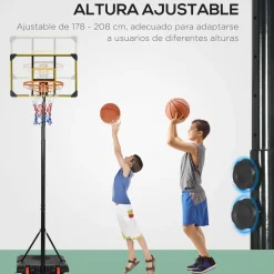 Sportnow - Canasta de baloncesto altura ajustable de 178-208 cm Amarillo y Negro*Outsunny Outlet