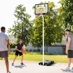 Outlet Sportnow - Canasta de baloncesto altura ajustable de 260-305 cm Blanco Deportes