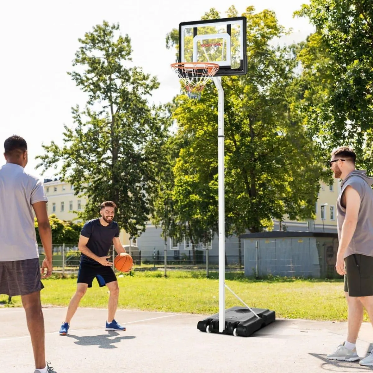 Outlet Sportnow - Canasta de baloncesto altura ajustable de 260-305 cm Blanco Deportes