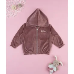 Sudadera de niña en terciopelo rosa*Prenatal Clearance