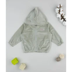 Sudadera de niña en terciopelo verde*Prenatal