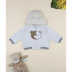 Sudadera gris con capucha y estampado de oso para niño*Prenatal Online