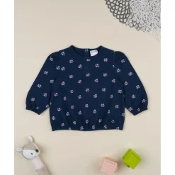 Discount Sudadera niña azul con flores rosas Bebé Niña 3-36 Meses·Abrigos Y Plumíferos|Niña·Bebé Niña 3-36 Meses