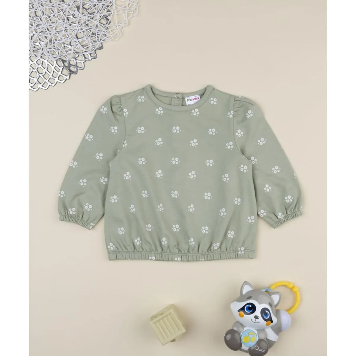 Sudadera niña verde con flores blancas*Prenatal Clearance