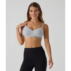 Sujetador de lactancia gris de canalé*Prenatal