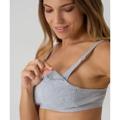Sujetador de lactancia gris de canalé*Prenatal