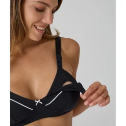 Online Sujetador de lactancia negro con vivos blancos Premamá·Íntimo Y Noche|Íntimo Y Noche·Sujetadores Lactancia
