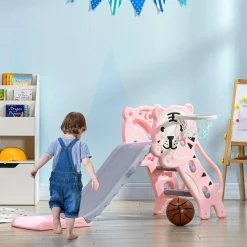 Online Tobogán 3 en 1 Tigre Rosa y Gris Toboganes