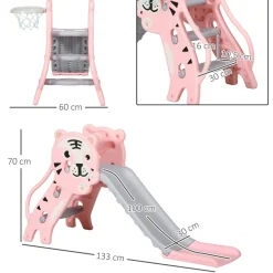 Online Tobogán 3 en 1 Tigre Rosa y Gris Toboganes