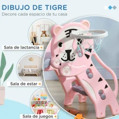 Online Tobogán 3 en 1 Tigre Rosa y Gris Toboganes