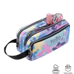- Estuche escolar tres compartimentos flores hawaianas Agapec*TOTTO Best