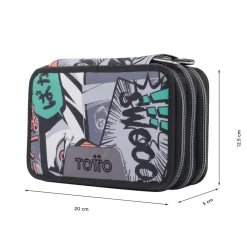 New - Estuche escolar tres compartimentos manga Pluma Material Escolar