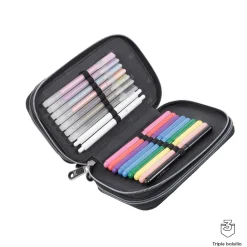 New - Estuche escolar tres compartimentos manga Pluma Material Escolar