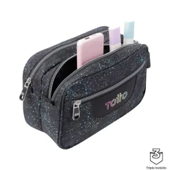- Estuche escolar tres compartimentos salpicado color Plastilina*TOTTO Hot