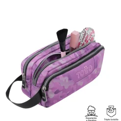 - Estuche escolar tres compartimentos camuflaje rosa Agapec*TOTTO