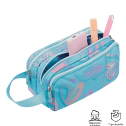 - Estuche escolar tres compartimentos corazones pintados Agapec*TOTTO Discount