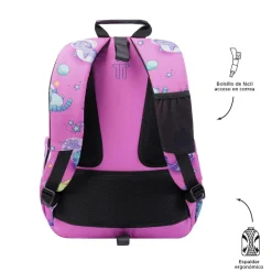 - Mochila escolar adaptable a carro gatos astronautas Acuareles*TOTTO New