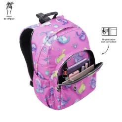 - Mochila escolar adaptable a carro gatos astronautas Acuareles*TOTTO New