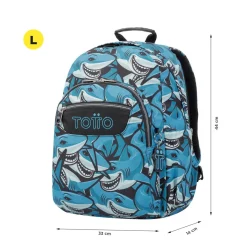 - Mochila escolar adaptable a carro tiburones Acuareles*TOTTO New