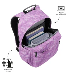 Online - Mochila escolar adaptable a carro camuflaje rosa Acuareles Material Escolar
