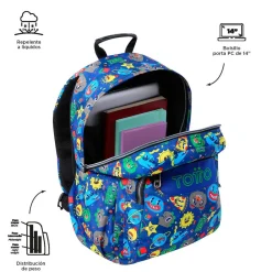 Online - Mochila escolar adaptable a carro Tello azul Acuareles Material Escolar