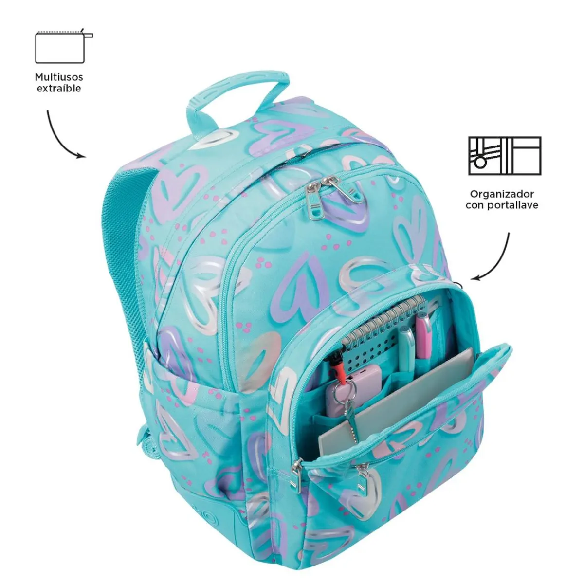 - Mochila escolar corazones pintados Crayoles*TOTTO Best