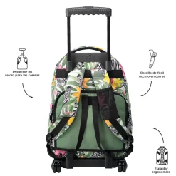 - Mochila escolar con ruedas tropical cebras Renglones*TOTTO Clearance