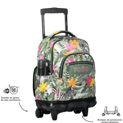 - Mochila escolar con ruedas tropical cebras Renglones*TOTTO Clearance
