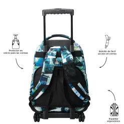 - Mochila escolar con ruedas postales y casetes Renglones Material Escolar