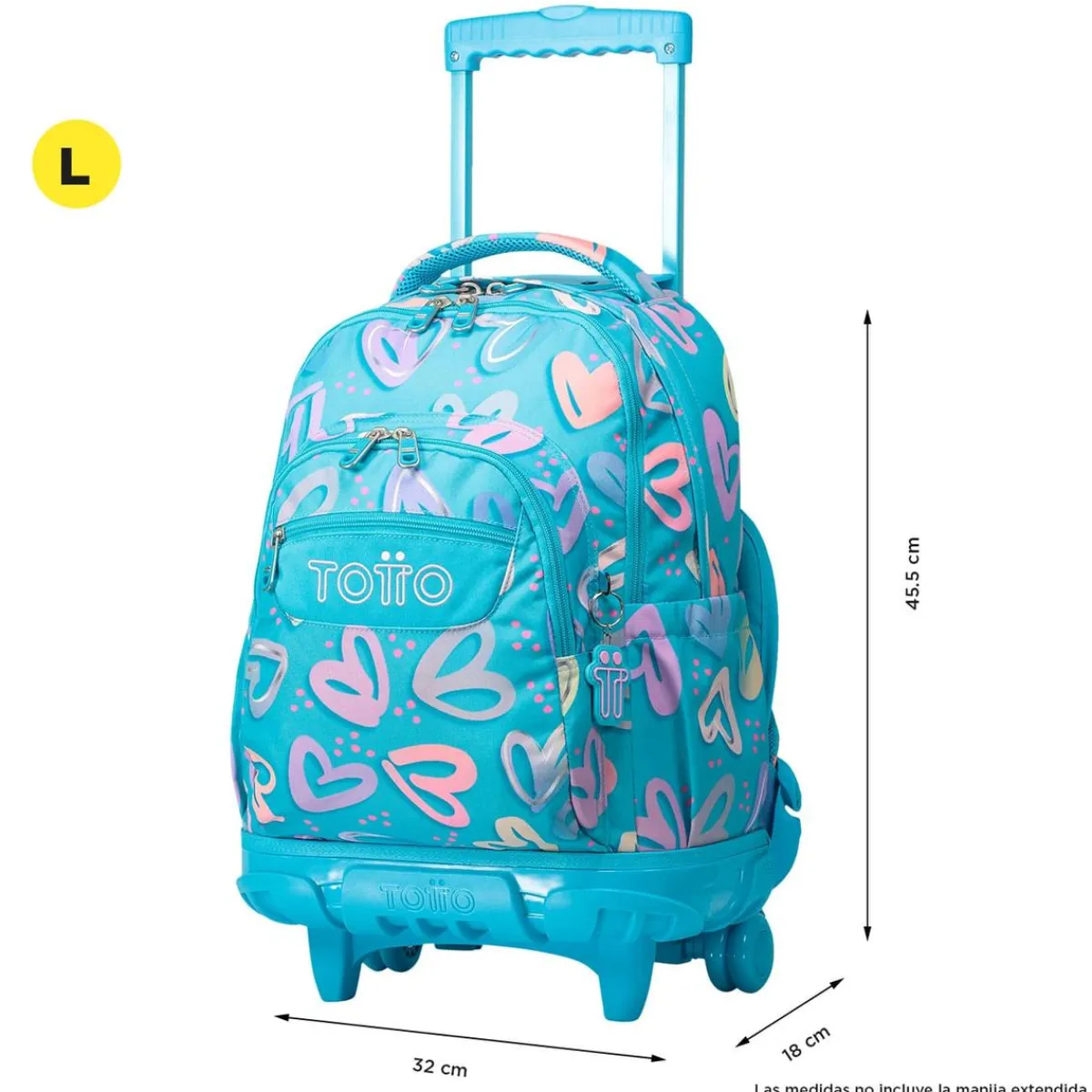 - Mochila escolar con ruedas corazones pintados Renglones*TOTTO Discount