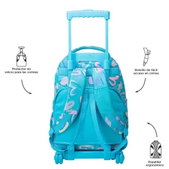 - Mochila escolar con ruedas corazones pintados Renglones*TOTTO Discount