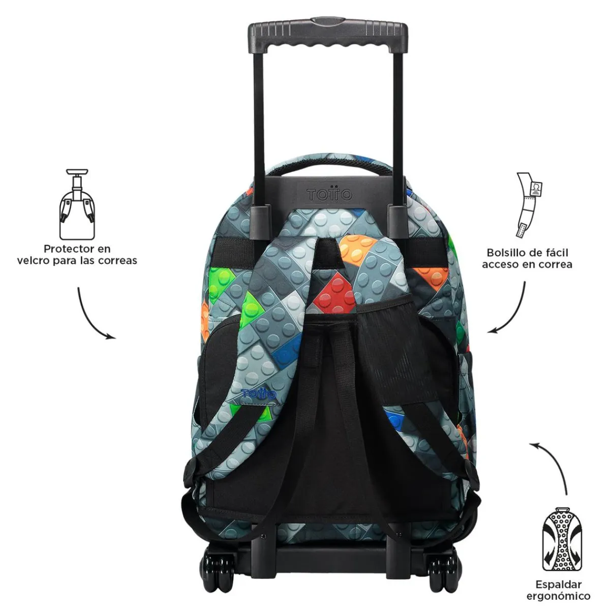 Outlet - Mochila escolar con ruedas bloques Renglones Material Escolar