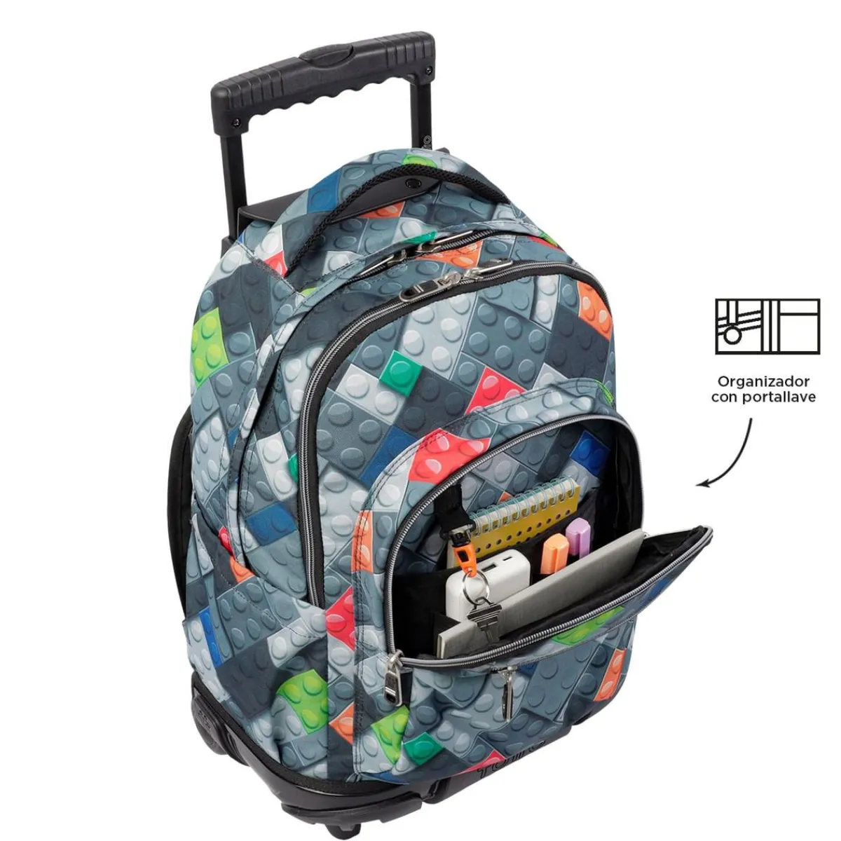 Outlet - Mochila escolar con ruedas bloques Renglones Material Escolar