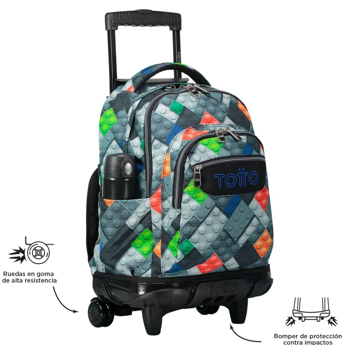 Outlet - Mochila escolar con ruedas bloques Renglones Material Escolar