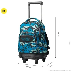 - Mochila escolar pequeña ruedas tiburones Resma*TOTTO New